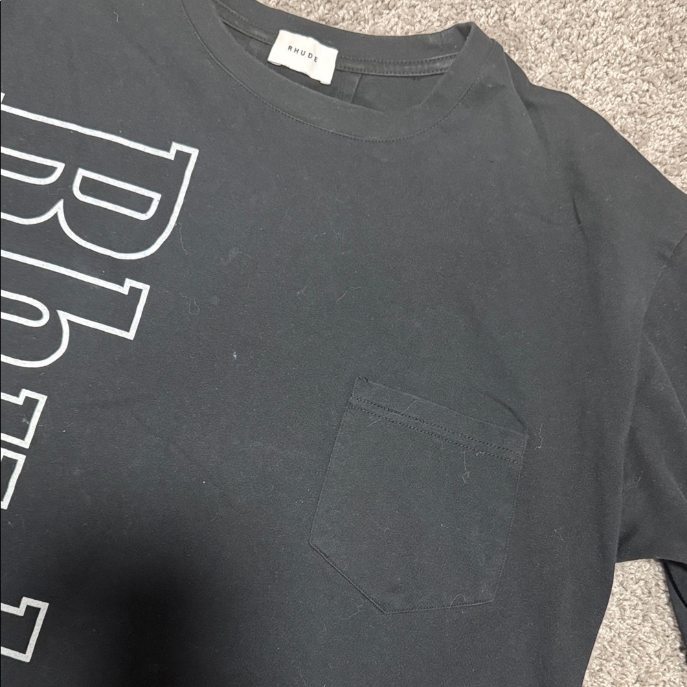 Rhude Black Tee with Bold Lettering - Picture 2 of 4